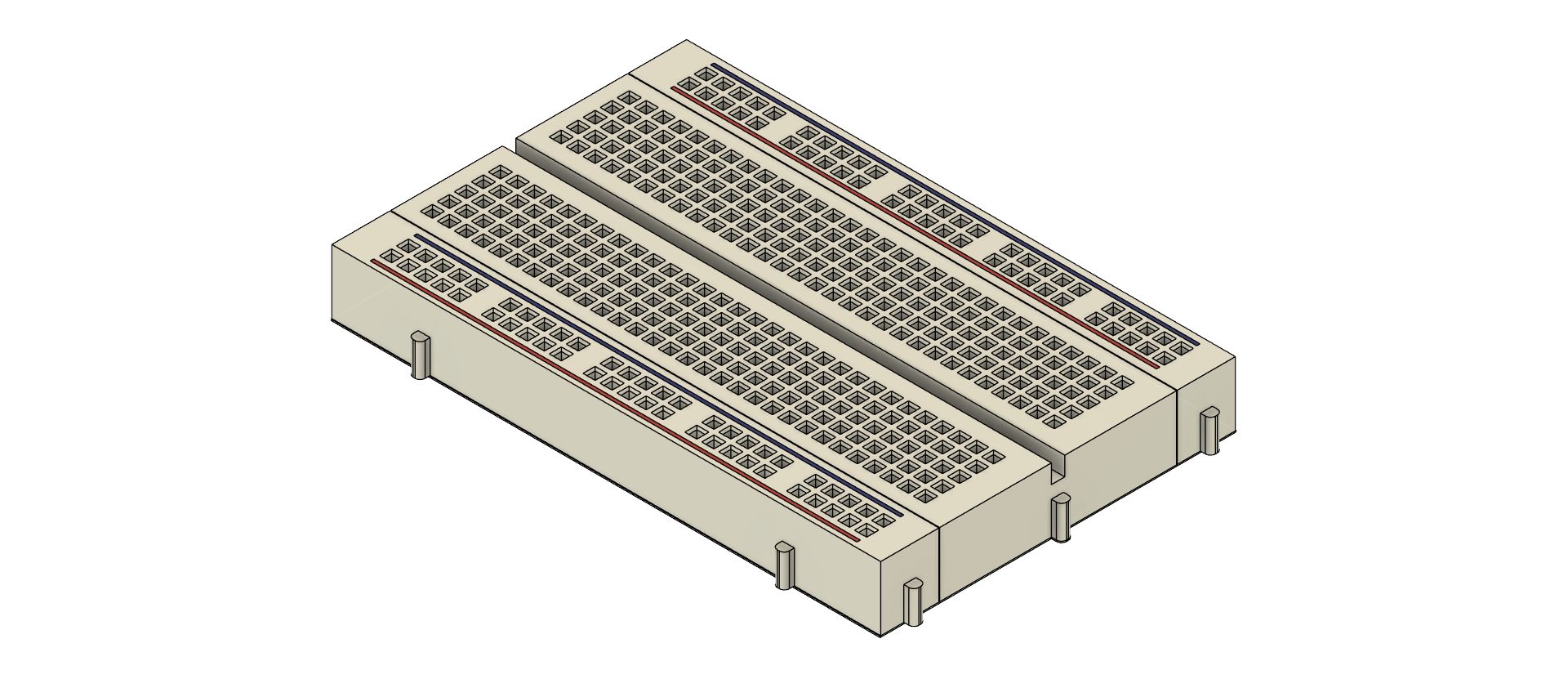 Fusion 360 model of a breadboard